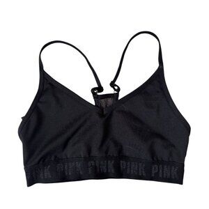 Victoria’s Secret PINK Sport Bra – Black Mesh Back Strappy Activewear Bra Size S